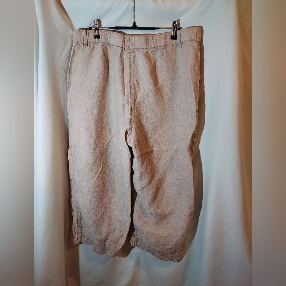 J. Jill Love Linen Women's Tan Wide Leg Flowy Cropped Pants - Picture 2 of 9